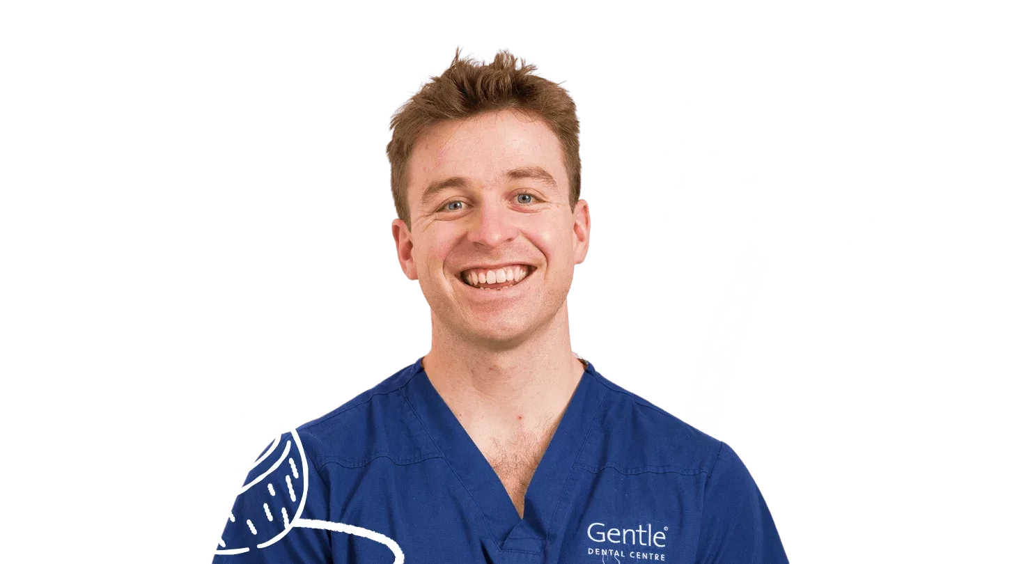 Gentle Dental associate dentist with playful illustration