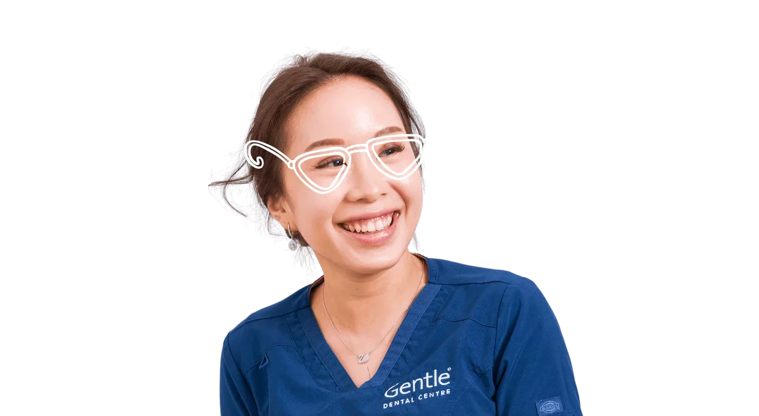 Gentle Dental associate dentist with playful imagery